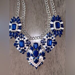 Womens Blue Rhinestone Necklace